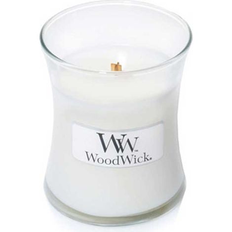 Woodwick - Bougie parfumée thé blanc et jasmin petit modèle