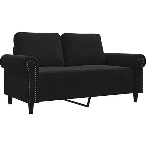 Canapé Sofa à 2 places Noir 120 cm Velours (1/5)