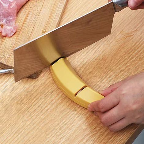 Messerschärfer mit 2 Schlitzen, Klingenschärfwerkzeug, Bananenmuster, Gelb, Standard (1/5)