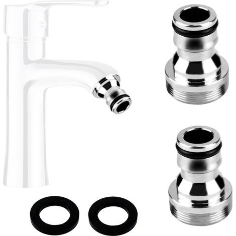 Wasserhahnadapter, Gartenschlauchanschluss, Messing-Wasserhahnanschluss M24 Küchenhahnadapter für 2 Stück und Gartenschlaucharmaturen (Silber) (1/5)