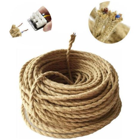 10m Fil électrique Corde, 2 Cœurs Linge de Câble d'éclairage de Corde Vintage Fil de cuivre recouvert Rétro Tressé Industriel Corde pour DIY Pendentif Lampe zhuoxuan (1/5)