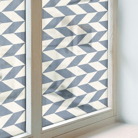 Fensterfolie 100x100 cm Milchglas Blickdicht Folie für Schlafzimmer Dekorfolie PVC Dekorativ Selbstklebend Sichtschutz Fenster Geometrische Illusion