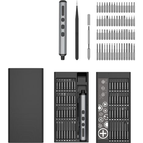 Jeu de tournevis électriques, tournevis sans fil 68 en 1 avec 64 embouts magnétiques en acier S2, couple 5 vitesses, kit de tournevis de précision pour la réparation de téléphones, ordinateurs portabl (1/5)