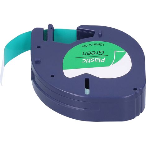 Ruban de remplacement pour étiqueteuse DYMO LETRATAG, accessoires d'impression DIY, 12 mm x 4 mètres, lettres noires sur fond vert, référence 91204 (1/5)