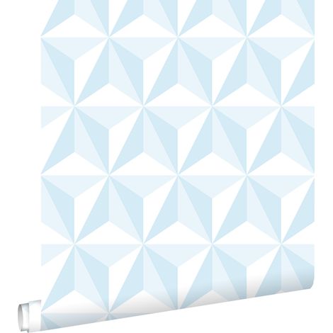 papier peint graphique 3D bleu clair - ESTAhome (1/5)