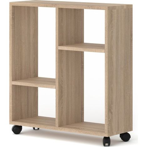 Table basse Organisateur 60x20x65cm(LxPxH)TRASCO 2 Sonoma sur roulettes design moderne (1/4)