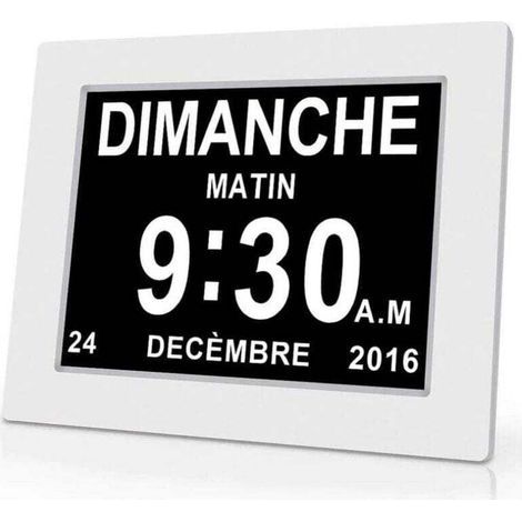 Horloge calendrier numérique One Piece 7 pouces avec date et heure, horloge Alzheimer pour parents, rappel de médicaments pour grands-parents et enfantsBlanc20414324mm (1/4)