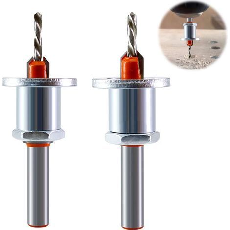 2 pièces 8mm Forets à Fraiser à Bois à Trous Coniques, Jeu de Mèches HSS pour Fraises à Chanfreiner, Set de Forets à Chanfreiner pour le Travail du Bois, Ensemble Complet avec Limites (1/4)