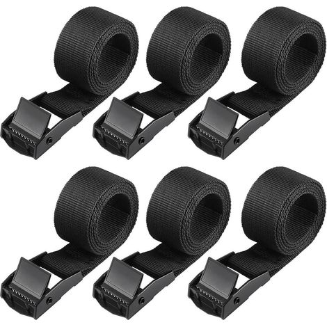 Spanngurte Kurz 6 Stück 65cm Schwarz Verstellbar Zurrgurte Klemmschloss (1/5)