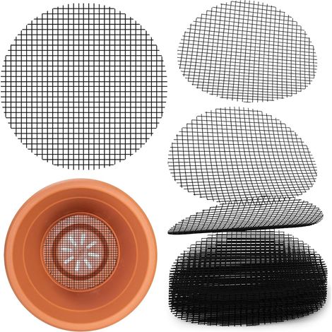 50 Pièce Pot Fleurs Maille Pad, 15CM Grille de Drainage Bonsai,Supports De Pot De Fleur Ronds en Plastique, pour Intérieur, Balcon, Extérieur, Jardin