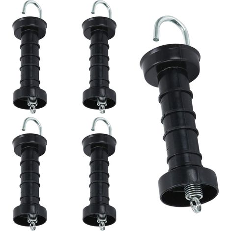Lot de 5 poignées de clôture électrique, poignées de portail de clôture électrique, poignées de portail à ressort pour clôture électrique pour pâturage, ranch, accessoires de clôture (1/5)