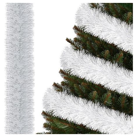 Catena natalizia di 6m, ghirlanda bianco-argento per albero di Natale, diametro 10cm