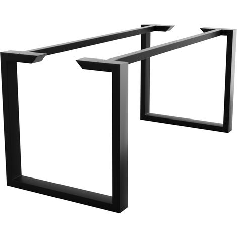 MetaloPro pieds de table en métal noir forme trapèze – Acier robuste avec vis et patins pour table basse, salle à manger, salon 140x70x72 cm (1/5)