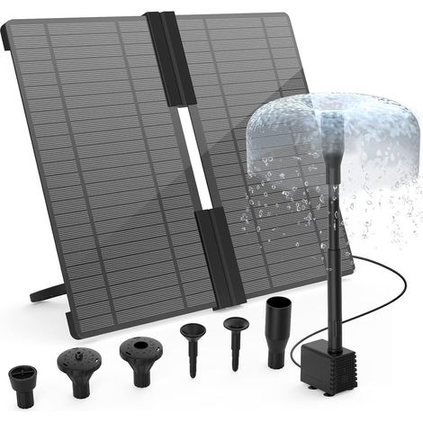 20W DIY Fontaine Solaire Pompe de Bassin Pliante avec Support Réglable et 6 Styles de Fontaine Solaire pour Jardin (1/5)