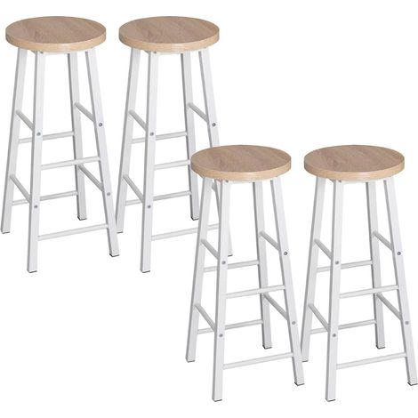 WOLTU 4X Barhocker Bistrohocker Tresenhocker Barstuhl, Gestell aus stabilem Stahl, Stizfläche aus MDF, Hell eiche (1/5)