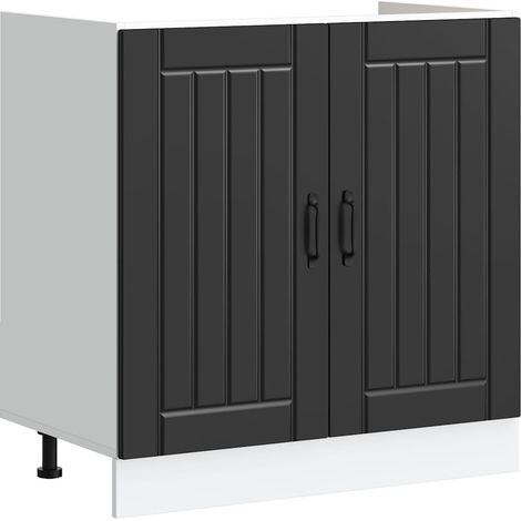 Spülenunterschrank Lucca Schwarz Holzwerkstoff
