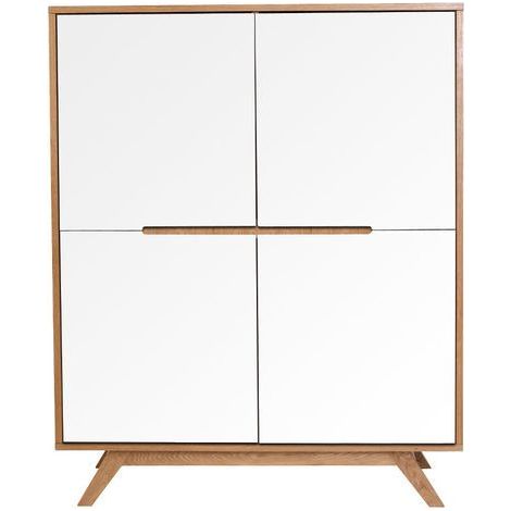 Buffet haut scandinave bois et blanc L110 cm HELIA (1/5)