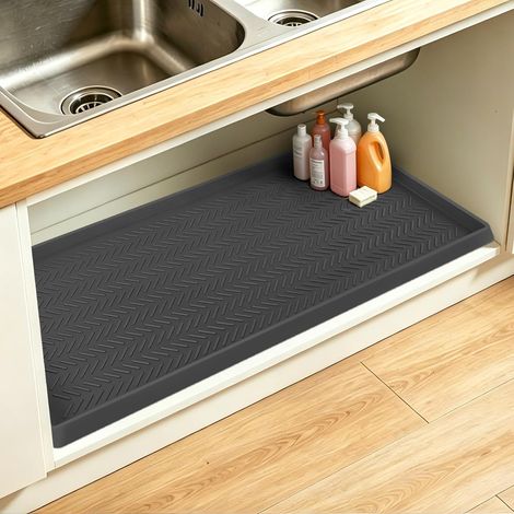 Tapis en Silicone pour Rangement sous Evier, 102 x 40 cm Organisateur Evier (1/5)