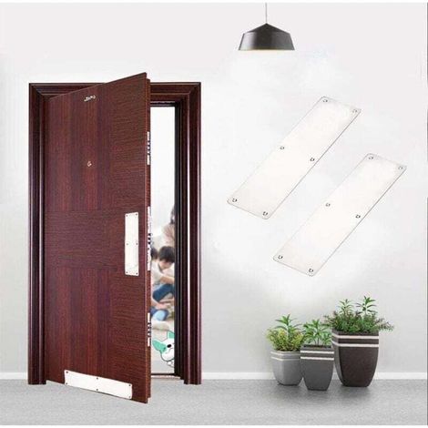 Plaque de Poussée de Doigt de Porte, 2 x Plaque de Doigt de Porte Coupe-feu, Plaque de Poussée 300 x 80mm Acier Inoxydable Brossé Kickplate Protection de Porte/Porte Inférieure avec Vis, Coin Carré