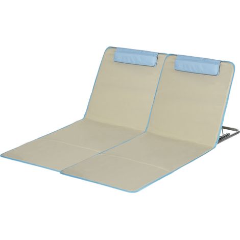 Outsunny Set 2 Lettini Sdraio con Schienale Regolabile Poggiatesta Beige