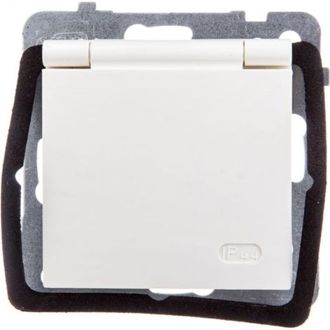 Spritzwassergeschützte Steckdose mit/ohne IP44 mit Abdeckung, Klappe, ecru GPH-1GZP/m/27/w