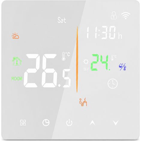 Thermostat Intelligent WiFi TUYA Programmable 3A pour Chauffage Central/Chaudière, Blanc, Contrôle par Application et Voix (1/5)