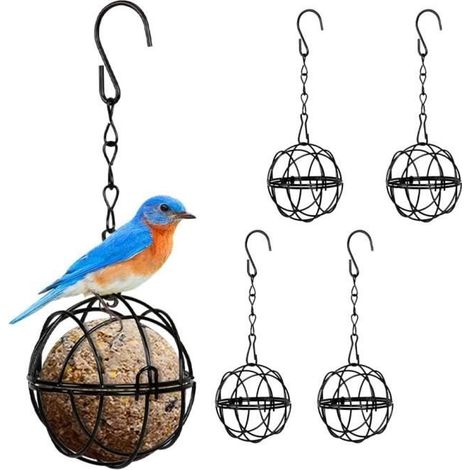 Mangeoire pour oiseaux - Métal - 4 pièces - Crochets en S - Utilisation extérieure (1/4)