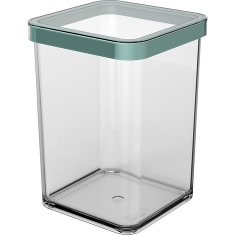 Boîte hermétique alimentaire 1 L carrée avec couvercle turquoise (1/3)