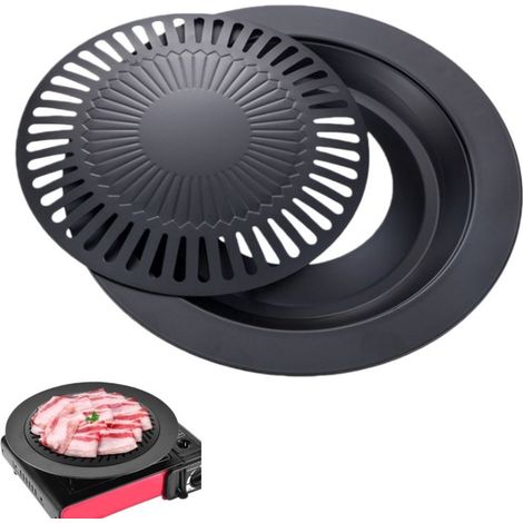 Stück – Grillpfanne für den Haushalt – rauchfreies, rundes Antihaft-Backblech – Grillpfanne, Küchenutensil – für Hauspartys, Picknicks – 32 × 32 × 2,6 cm (1/5)