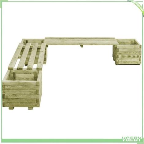 Banc de jardin à jardinières - FAFEICY - 44948 - vert - pin imprégné - 196x196x36 cm (1/5)