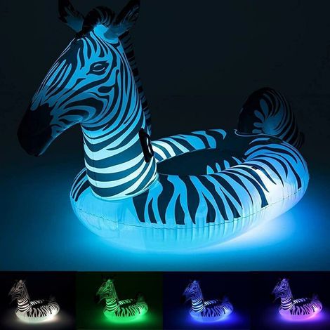 TRADE SHOP - Cavalcabile Fashion Gonfiabile Zebra Gigante Con Luci Led Piscina 254x142cm 41406 - (1/5)