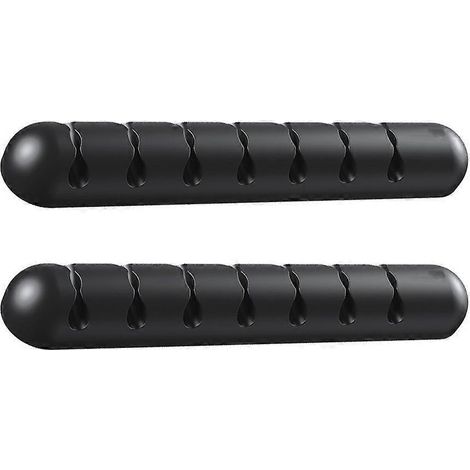 Lot de 2 supports de câbles pour la maison, supports de câbles de bureau, organisateurs de câbles-12.50X2.00X1.40CM-Black (1/3)