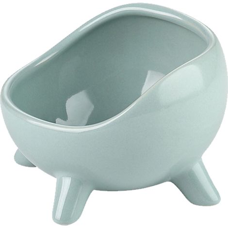 Bol En Céramique Pour Chat - Design Incliné Vert Clair - Réduit Le Reflux Et La Pression Cervicale - Anti-Dérapant - 1 Pièce (1/5)