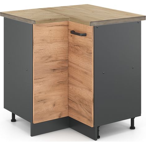 Eckunterschrank R-Line, Goldkraft Eiche, 75.6 cm, AP Eiche, Vicco