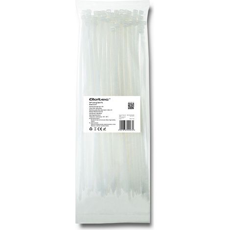 Fascette fermacavi Qoltec  4,8300mm  100 pezzi  Nylon66  UV  Bianco (1/5)