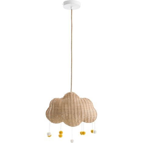 Lampada a sospensione in vimini di rattan intrecciato a mano a forma di nuvola Plafoniera naturale Onon (1/5)
