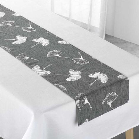 Nappe & Chemin de Table "Euphoria" 140x250cm Gris & Argent (1/3)