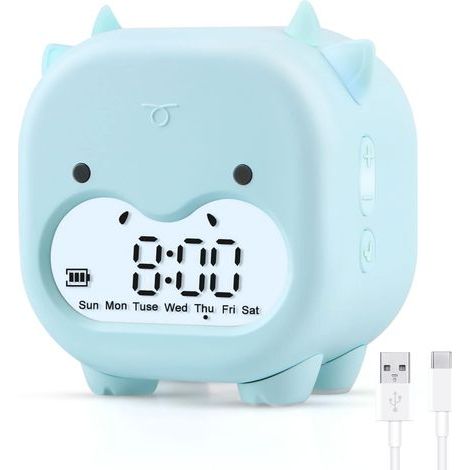 Réveil enfant, veilleuse LED numérique, motif vaches (1/5)