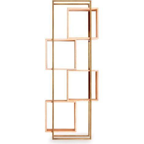 Estanteria 48X20X125 Metal Dorado/Madera Natural (1/2)