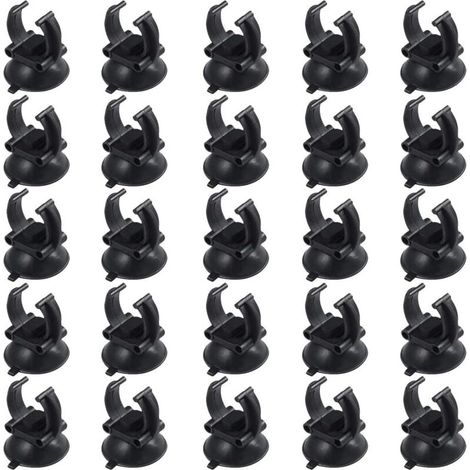 25 Pieces Aquarium Suction Cup Tube Holder, Aquarium Suction Cup Holder, Aquarium Sucker Fish Tank Suction Cup Clip Black PVC Plastic