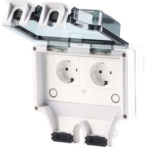 Enchufe exterior impermeable - Enchufe exterior impermeable IP66 con luz indicadora e interruptor - 16A 110-250V Estilo europeo - Enchufe de jardín para uso exterior, patio y terraza -Crezuo