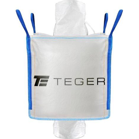 Big Bag 500 kg. 90 x 90 x 90 mm. 4 Griffe. Ein-/Auslauftrichter. Gurt/TEGER (1/2)