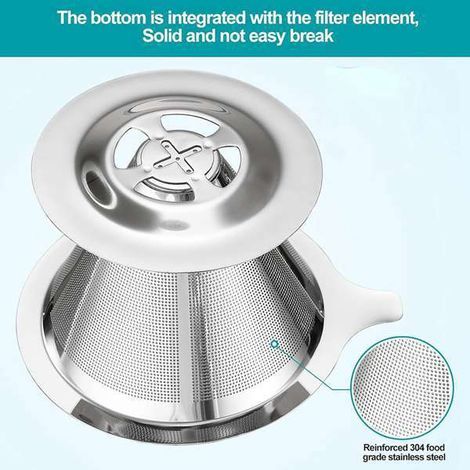 1 Set. Farbe: Silber. Material: Kaffeefilter und Kaffeefiltertrichter aus Edelstahl 304. (1/5)