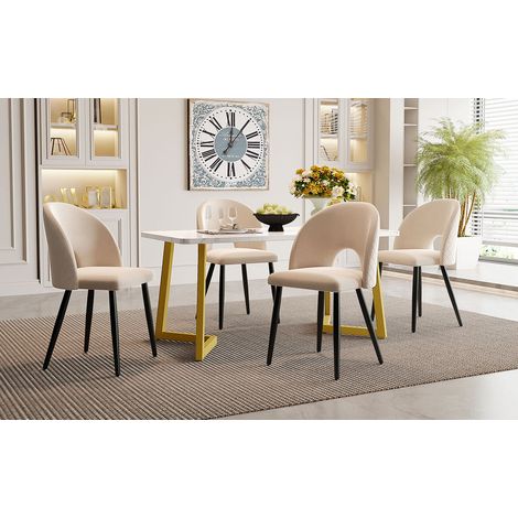 Esstisch Küchentisch Set fünfteilig Beige Samt OKMYHOME (1/5)