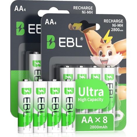 8PCS Piles Rechargeables AA, AA HR03 1,2V NiMH Piles Rechargeables Ultra Cycle de Charge et Recyclable, pour Manette de Jeu, Appareil Photo et Électroniques Domestiques (1/5)