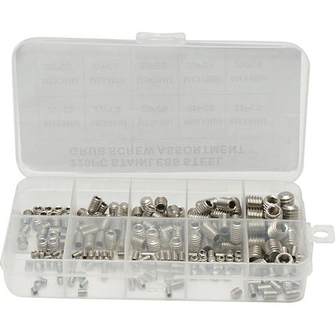 Set viti filettati senza testa con esagono incassato M3–M8, 220 pezzi (1/4)