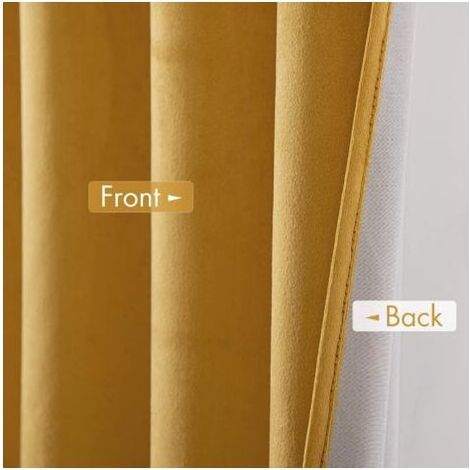 Rideau occultant thermique 132 x 160 cm – Lot de 2 – Velours opaque avec 8 œillets métalliques – Protection contre le froid et l'humidité (1/5)