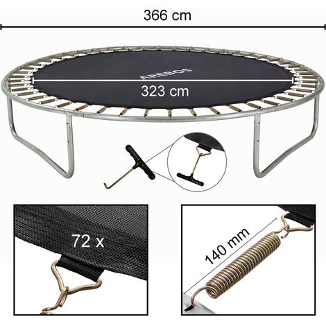 AREBOS Sprungmatte Ø 323 cm für Trampoline mit Ø 366 cm 140 mm Federn 72 Ösen (1/5)