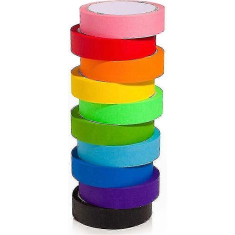 10 rouleaux (20 mètres chacun) de ruban adhésif de masquage coloré, adapté à une utilisation à domicile et au bureau, fournitures de bricolage faciles à déchirer. (1/4)