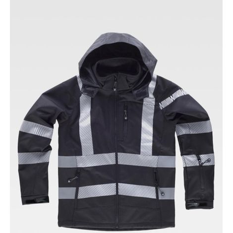 Workshell combinada con cintas reflectantes EN ISO1421 S9213 WORKTEAM 3XL Negro